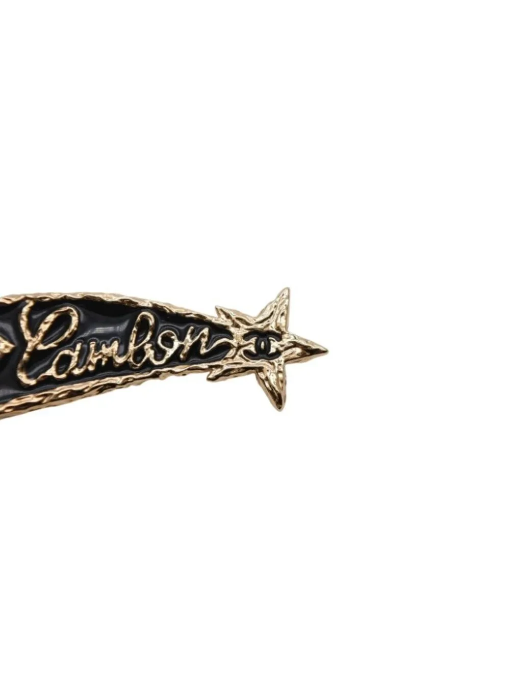 Chanel Brooch Shooting Star CC Logo Cambon Resin Metal Gold Black